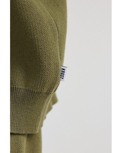 KROST Green Uo Exclusive Blanket Stitch Full Zip Hoodie Cardigan for men