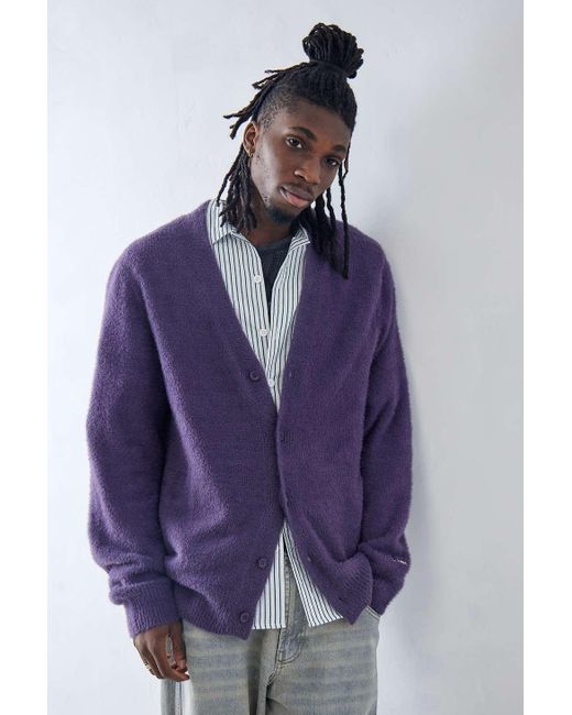 iets frans Blue Purple Eyelash Knit Cardigan