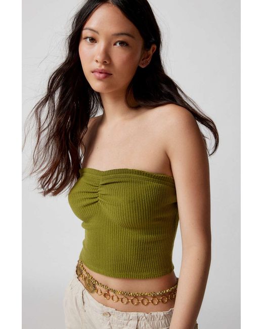 Urban Outfitters Uo Ruched Tube Top in Green | Lyst Canada