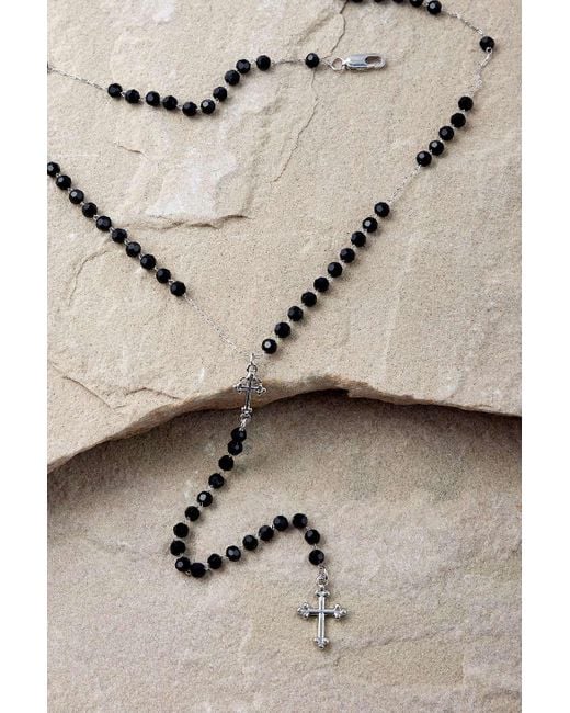 Silence + Noise Natural Silence + Noise Double Beaded Cross Lariat Necklace