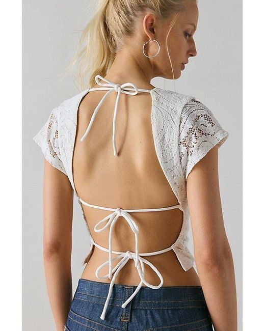 Kimchi Blue Gray Dani Open-Back Tie Tee