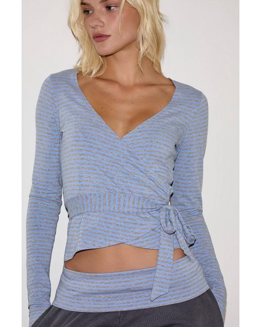 Urban Outfitters Blue Out From Under Bec Ballet Wrap Top