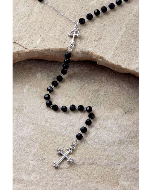 Silence + Noise Natural Silence + Noise Double Beaded Cross Lariat Necklace