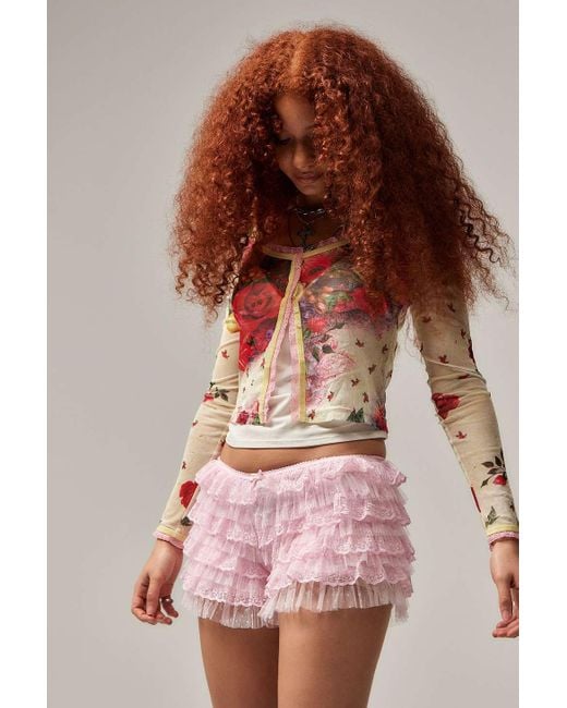 Jaded London Pink Rhea Lace Bloomer Shorts | Lyst UK