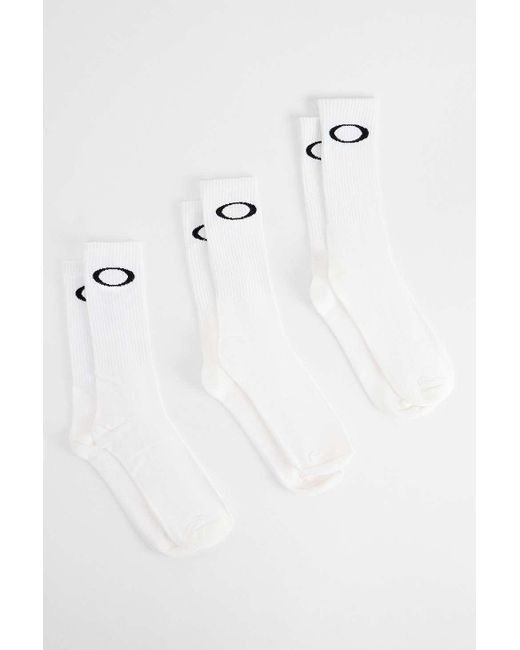Oakley White Ellipse Crew Socks 3-pack for men