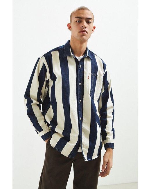 Levi's Blue Levi's Silvertab Vertical Stripe Denim Button-down Shirt for men
