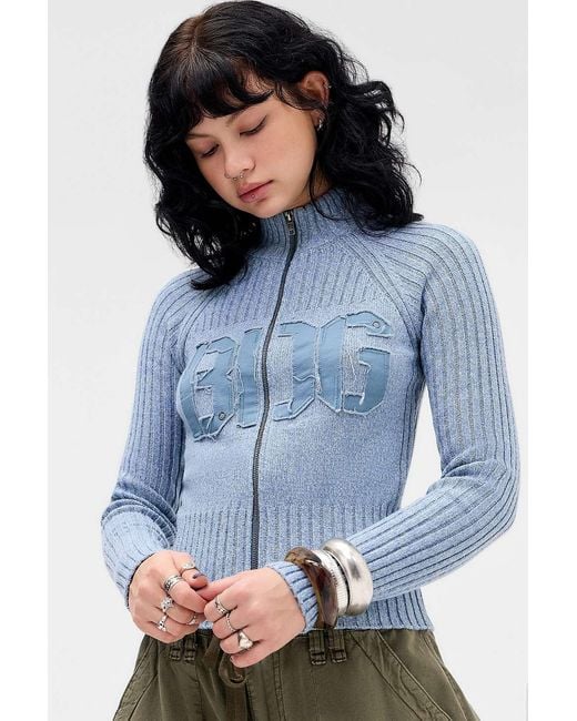 BDG Blue Zip-through Knit Track Top