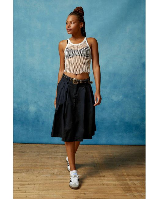 BDG Blue Fern Pleated Midi Skirt In Washed Black At Urban Outfitters