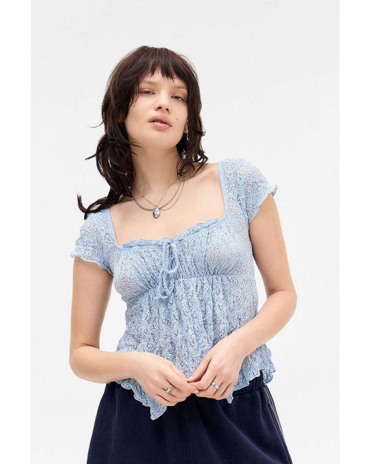 Kimchi Blue Blue Piper Cap Sleeve Blouse