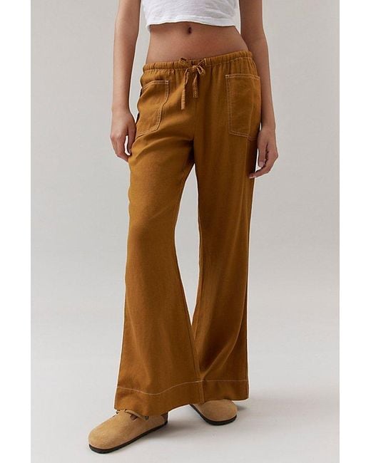 Urban Outfitters Brown Uo Amelie Linen Pant