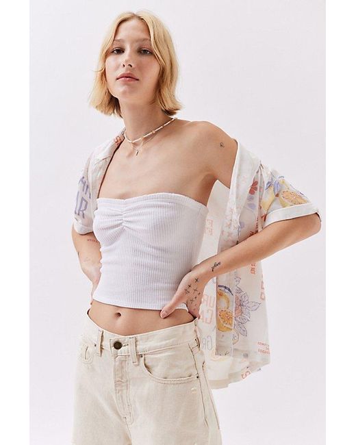 Urban Outfitters Blue Uo Ruched Tube Top