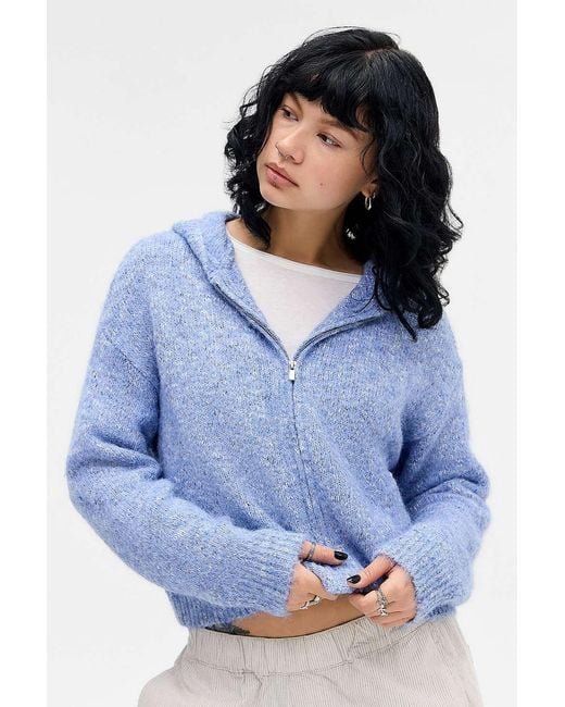 Urban Outfitters Blue Uo Jae Zip-through Knit Hoodie