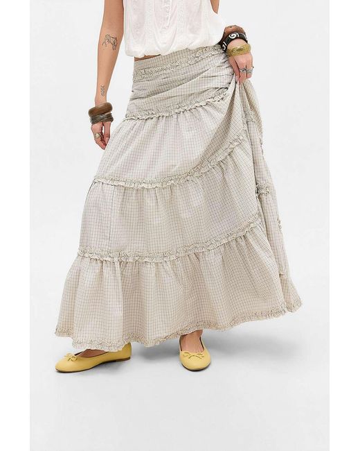 Daisy Street Natural Dew Check Prairie Skirt