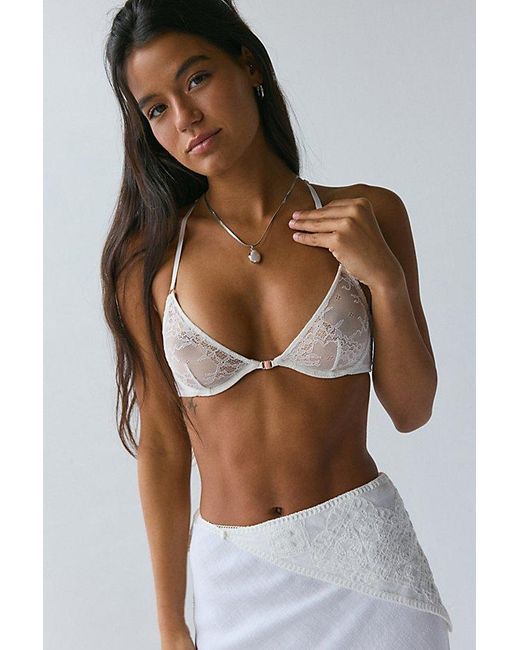 Out From Under White Julia Sheer Lace Racerback Underwire Bra
