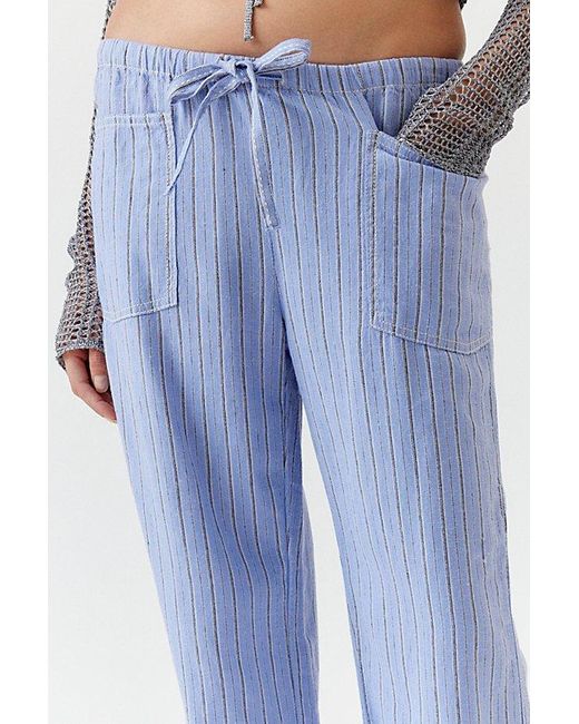 Urban Outfitters Blue Uo Amelie Printed Linen Pant