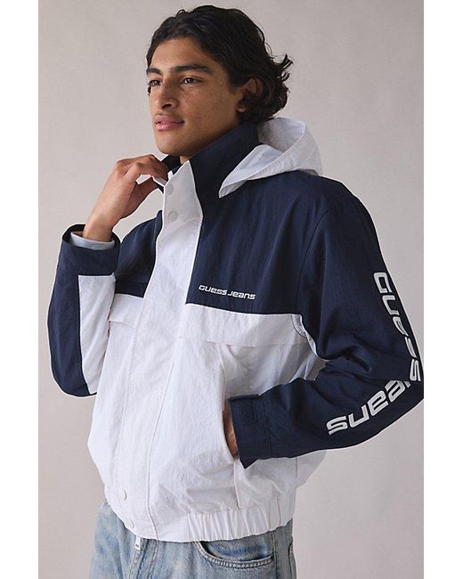Guess Blue Colorblock Windbreaker Jacket for men