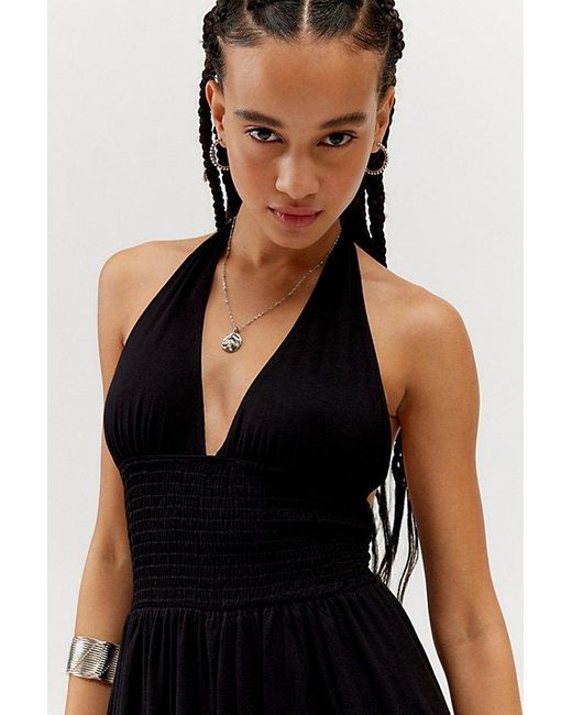 Urban Outfitters Black Uo Arielle Knit Halter Romper