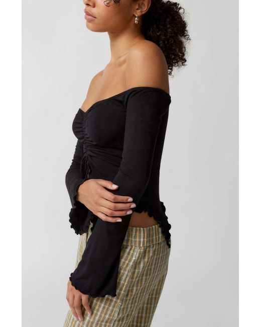 Urban Outfitters Black Uo Cadence Cinched Flyaway Top