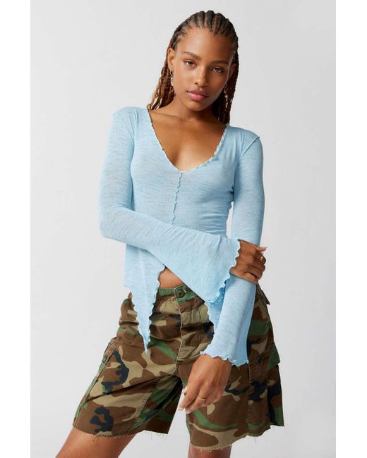 Urban Outfitters Uo Charlyn Flyaway Top in Blue | Lyst