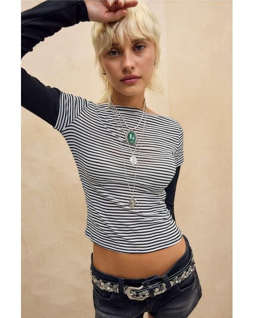 Urban Outfitters Gray Uo Frankie Double Layer T-shirt