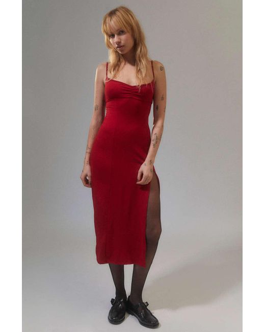 Urban Outfitters Red Uo Arna Midi Slip Scoop Neck Dress