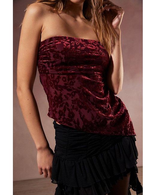 Urban Outfitters Red Uo Y2K Velvet Burnout Tube Top