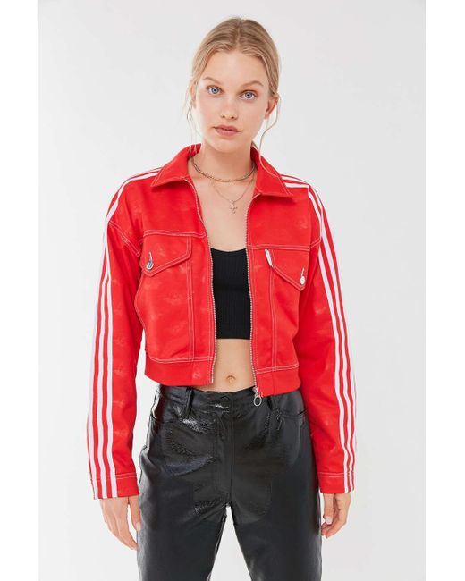 adidas red leather jacket
