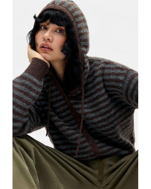 Urban Outfitters Black Uo Tyler Button-through Hoodie