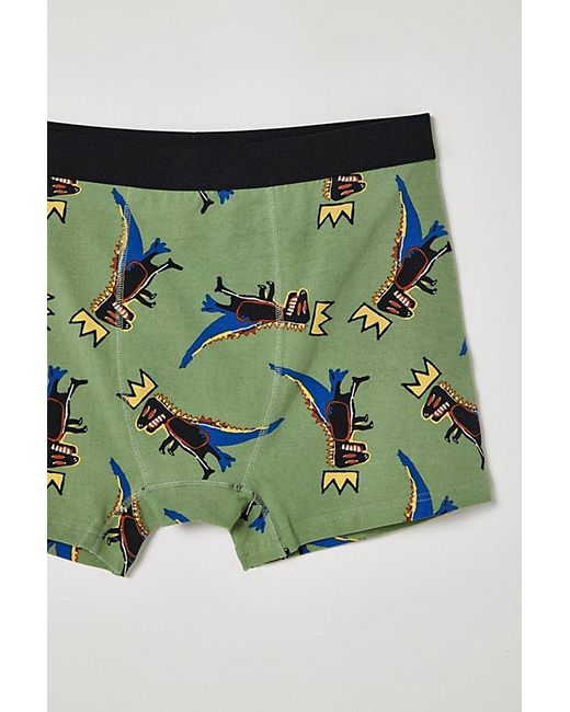 Urban Outfitters Green Basquiat Tossed Dino Boxer Brief for men
