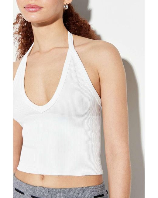 Out From Under White Andie Ribbed Halterneck Top