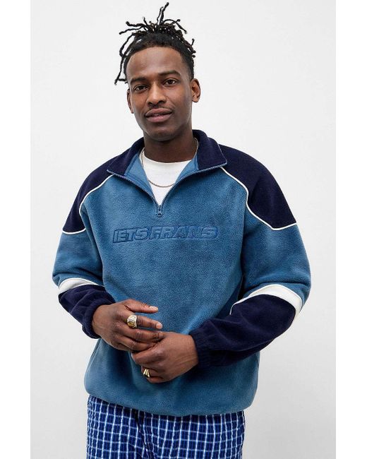iets frans Blue Light Teal Panel Fleece for men