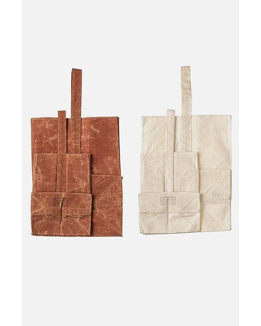 Puebco Brown Waxed Cotton Reusable Grocery Bag With Handle