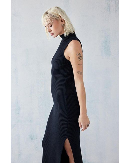 Urban Outfitters Blue Uo Marisa High Neck Knitted Maxi Dress