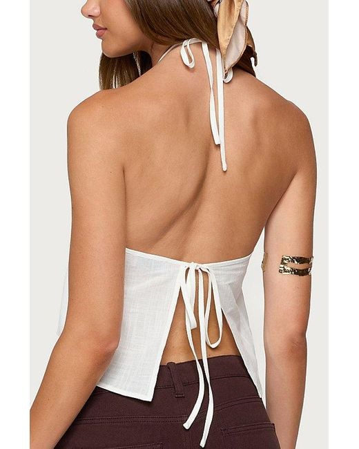 Edikted White Oliviana Linen Look Halter Top