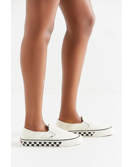 Vans Suede Vans Slip-on Checkerboard Sidewall White Sneaker | Lyst