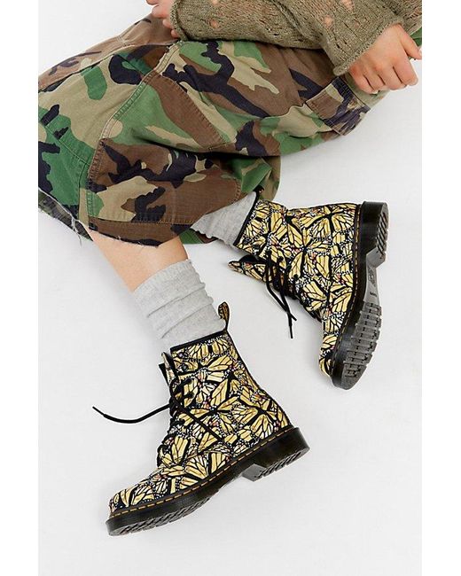 Dr. Martens Green 1460 Butterfly Print Suede Lace-Up Boot