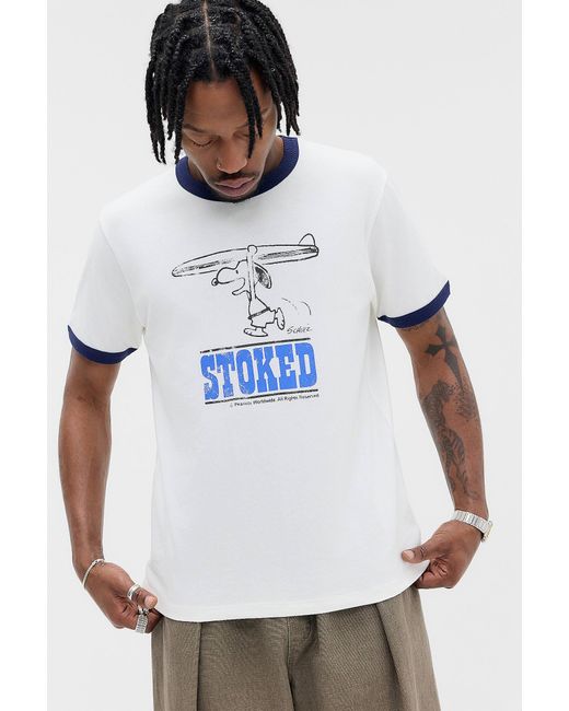 Urban Outfitters White Uo Snoopy Ringer T-shirt for men
