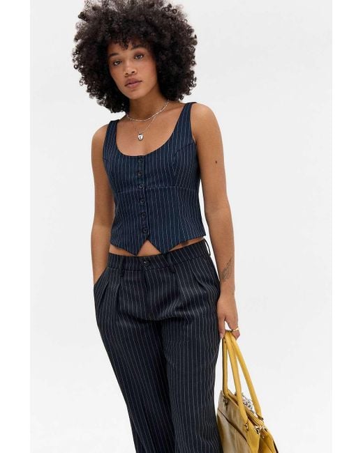 Urban Outfitters Blue Uo Apex Fitted Waistcoat