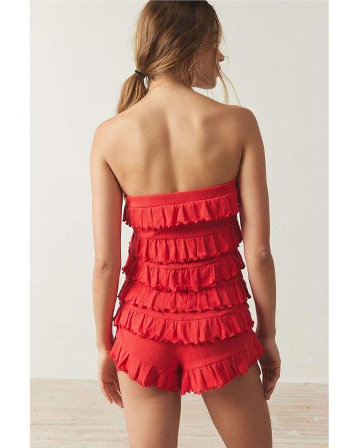 Out From Under Red Sweet Dreams Ruffle Playsuit