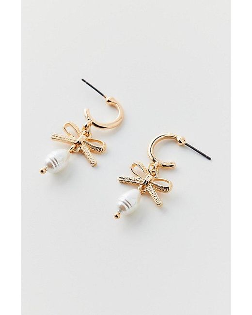 Urban Outfitters Black Bow Charm Hoop Earring