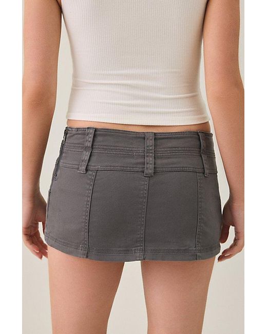 BDG Gray Can'T Stop Canvas Button-Front Mini Skort