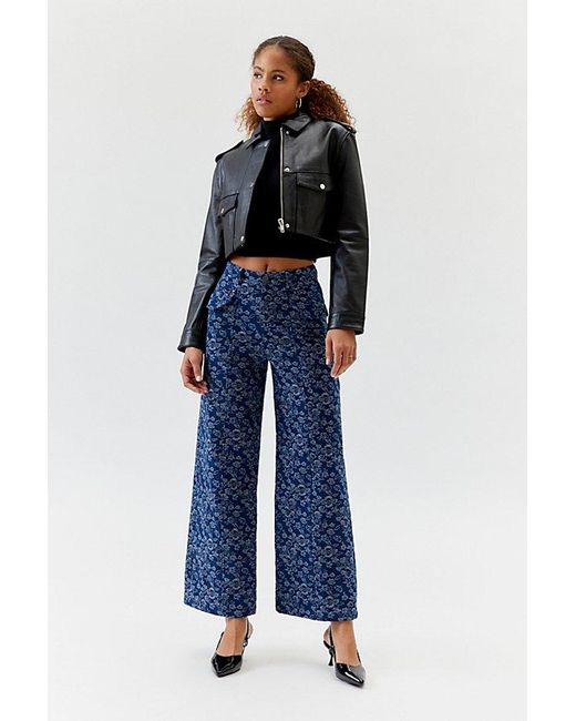 Urban Outfitters Blue Uo Jade Floral Trouser Pant