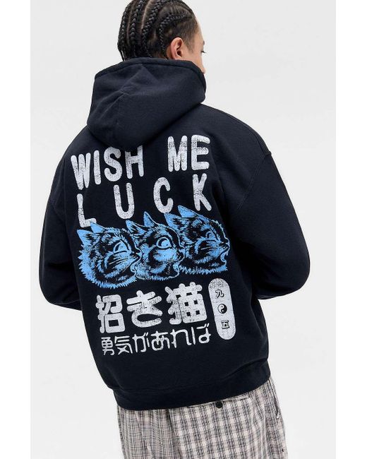 Urban Outfitters Blue Uo Black Wish Me Luck Hoodie for men