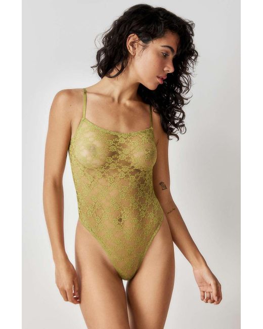 Out From Under Green Stretch Lace Bodysuit