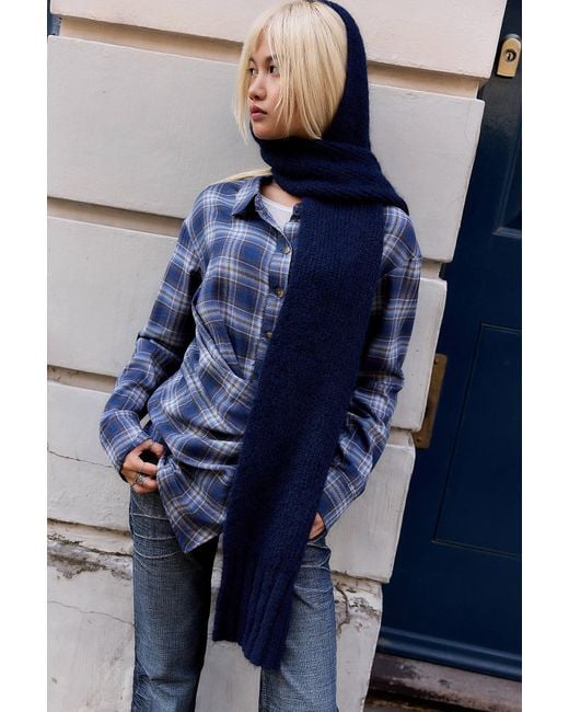Urban Outfitters Blue Uo Georgia Hooded Scarf