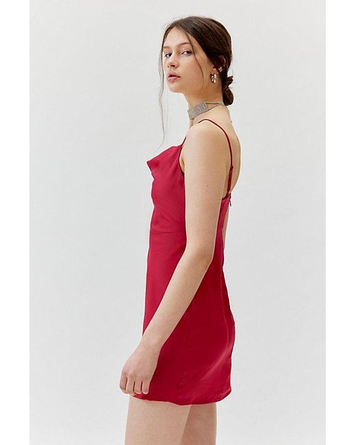Urban Outfitters Red Uo Mallory Cowl Neck Slip Dress
