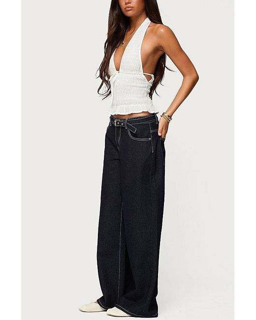 Edikted White Larissa Scrunch Halter Top