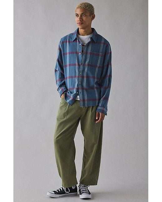 BDG Green Twill 5-Pocket Pleated Dad Chino Pant for men