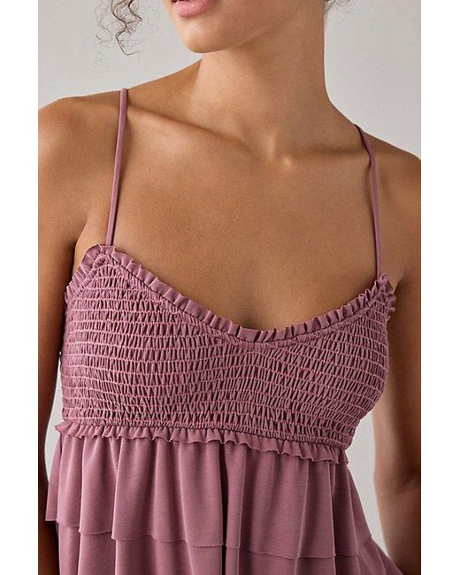 Kimchi Blue Blue Heidi Smocked Tiered Ruffle Babydoll Tank Top