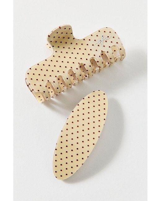 Out From Under White Patterned Claw Clip & Barrette Set